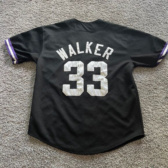 Vintage Starter Colorado Rockies Larry Walker #33 Jersey Black 90s Men’s M MLB - Picture 2 of 7
